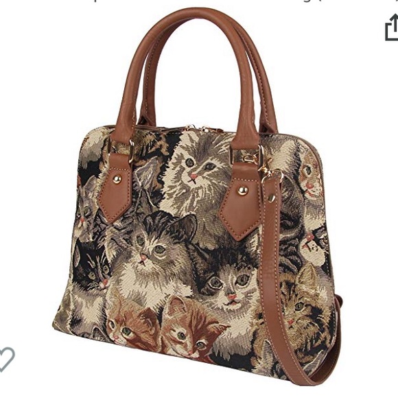 Signare Handbags - NWOT Signare Cat Print Tapestry Top Handle Handbag
